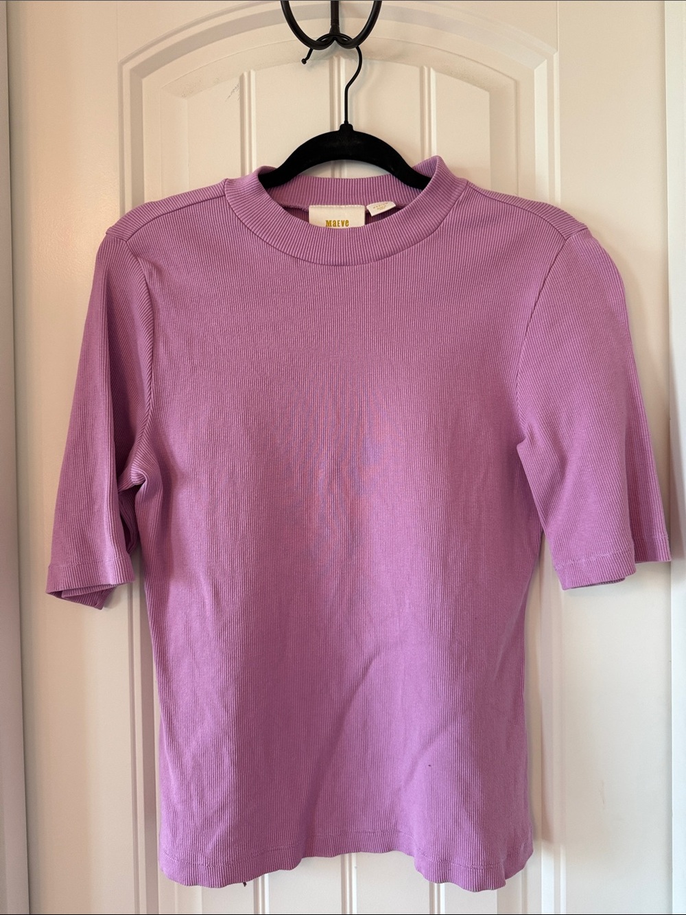 Maeve Lilac Short Sleeve Ribbed Tee